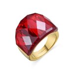 Bague - luxenter - fadino - finition or jaune 18 carats - onyx hydrothermal rouge - 17 mm