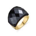 Bague - luxenter - hianvi - finition or jaune 18k - onyx - quartz hydrothermal