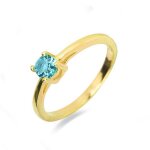 Bague - luxenter - otieno - argent 925 - finition or jaune 18k - quartz topaze bleue