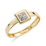 Bague en or 9 carats avec t�te carr�e de 65 mm et zircone cubique