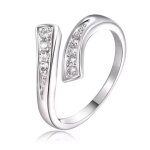 Bague réglable en argent 925 avec zircons ? bijou moderne Élégant pour femme Bague réglable en argent 925 avec zircons ? bijou moderne Élégant pour femme