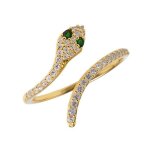 Bague serpent femme plaqu or 18 carats avec oxydes de zirconium ? design envotant ajustable et brillant ...