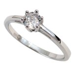 Bague solitaire en argent 925 rhodi� et oxyde de zirconium