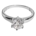 Bague solitaire en argent 925 rhodi� et oxyde de zirconium