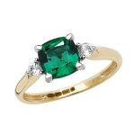 Bague solitaire eds jewels femme or 375 / 1000 emeraude de culture saphir de culture 44893