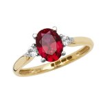 Bague solitaire eds jewels femme or 375 / 1000 rubis de culture saphir de culture 44891