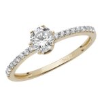 Bague solitaire femme solitaire fiancailles or 375 / 1000 avec oxyde de zirconium de culture 37838 Bague solitaire femme solitaire fiancailles or 375 / 1000 avec oxyde de zirconium de culture 37838