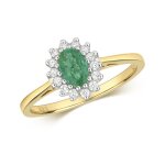 Bague solitaire femme or 375 / 1000 et diamant brillant 0. 15 carat h - pk2 avec emeraude 43908