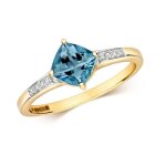 Bague solitaire femme or 375 / 1000 et diamant brillant h - pk avec topaze bleue de londres 45394 Bague solitaire femme or 375 / 1000 et diamant brillant h - pk avec topaze bleue de londres 45394