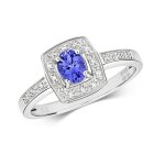 Bague solitaire femme or blanc 375 / 1000 et diamant brillant 0. 06 carat h - pk avec tanzanite 37297 ...