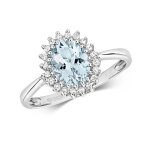 Bague solitaire femme or blanc 375 / 1000 et diamant brillant 0. 10 carat h - pk avec aquamarine 37300 ...