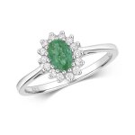 Bague solitaire femme or blanc 375 / 1000 et diamant brillant 0. 15 carat h - pk2 avec emeraude 43908 ...