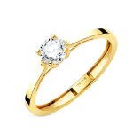 Bague solitaire en or jaune 18 carats avec 4 griffes et un diamant de laboratoire taill� de 050 carat ...