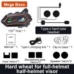 Bahod y20 - 2x casque de moto interphone 2 coureurs 800m interphone en temps r�el �couteur bluetooth ...