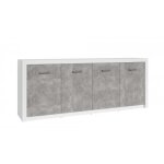 Bahut 4 portes blanc et gris bton gent