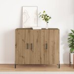 Bahut en chne massif - vidaxl - tagres rglables - construction robuste - marron