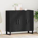 Bahut en chne noir - vidaxl - tagres ajustables - grand rangement - design moderne