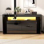 Bahut avec lumières led 6 tiroirs etagères de rangement commode moderne buffet de salon meuble de rangement ... Bahut avec lumières led 6 tiroirs etagères de rangement commode moderne buffet de salon meuble de rangement ...