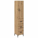 Bahut moderne en bois ding�nierie - vidaxl - ch�ne artisanal - 695x34x180 cm - pieds en fer carr�