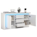 Bahut moderne led avec tiroirs et portes meuble fonctionnel pour salon et salle � manger 140�35�72 cm ...