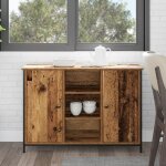 Bahut rustique - vidaxl - bois ancien - grand rangement - cadre mtallique