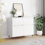 Bahut de salonarmoire de cuisinelot de 2 buffets pour salle  manger blanc brillant 40x35x70 cm bois ...
