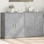 Bahut de salonarmoire de cuisinelot de 2 buffets pour salle � manger gris b�ton 60x31x70 cm bois ding�nierie ...