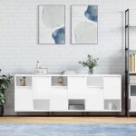 Bahut de salonarmoire de cuisinelot de 3 buffets pour salle  manger blanc brillant bois dingnierie ...