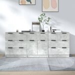 Bahut de salonarmoire de cuisinelot de 3 buffets pour salle � manger gris b�ton bois ding�nierie bonnie ...