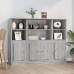 Bahut de salonarmoire de cuisinelot de 3 buffets pour salle � manger sonoma gris bois ding�nierie bonnie ...