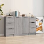 Bahut de salonarmoire de cuisinelot de 3 buffets pour salle � manger sonoma gris bois ding�nierie bonnie ...