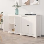 Bahut de salonarmoire de cuisinelot de 2 buffets pour salle  manger blanc 70x35x80 cm bois massif de ...