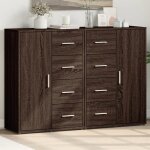 Bahut de salonarmoire de cuisinelot de 2 buffets pour salle à manger chêne marron 60x31x84 cm bois dingénierie ... Bahut de salonarmoire de cuisinelot de 2 buffets pour salle à manger chêne marron 60x31x84 cm bois dingénierie ...