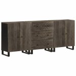 Bahut de salonarmoire de cuisinelot de 3 buffets pour salle à manger noir 60x33x75 cm bois massif de ... Bahut de salonarmoire de cuisinelot de 3 buffets pour salle à manger noir 60x33x75 cm bois massif de ...