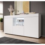 Bahut sefora l 135 x h 73 x p 34 cm meuble en mélamine mate avec éclairage led couleur blanc Bahut sefora l 135 x h 73 x p 34 cm meuble en mélamine mate avec éclairage led couleur blanc