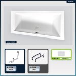 Baignoire asym�trique droite - otitec - intima - 160x90 cm - vidage automatique - acrylique blanc