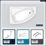 Baignoire asym�trique gauche - otitec - rima - 130x85 cm - acrylique - vidage automatique