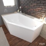 Baignoire bain dangle 150x90 droite + tablier en acrylique siphon + pieds selena