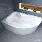 Baignoire bain dangle 160x105 droite + tablier en acrylique siphon + pieds mega