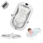 Baignoire b�b� - baignoire enfant - mipan - avec coussin de bain et thermom�tre int�gr� - antid�rapant ...