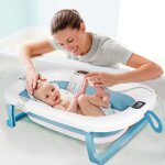 Baignoire b�b� pliable avec coussin de bain et thermom�tre int�gr� - id�al pour cadeau de naissance fille ...