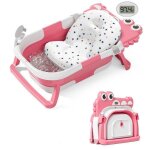 Baignoire bb pliable avec coussin de bain et thermomtre intgr et trou de drainage pour bb de 0 ...