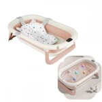 Baignoire bb pliable - mengda - avec coussin trous de drainage thermomtre - cadeau idal pour nouveau ...