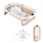 Baignoire bb pliable - mengda - avec coussin trous de drainage thermomtre - convient aux nouveau ns ...