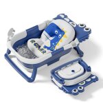 Baignoire b�b� pliable - thermom�tre et coussin inclus - dino - blue superbe bebe