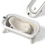 Baignoire bébé pliable - thermomètre et transat inclus - leaf - beige superbe bebe Baignoire bébé pliable - thermomètre et transat inclus - leaf - beige superbe bebe