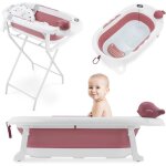 Baignoire b�b� pliante - moby - system - holly - thermom�tre lcd - coussin doux - support m�tallique