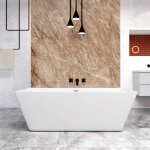 Baignoire �lot rectangulaire l. 170 x l. 80 x h. 58cm blanc en acrylique - avec bonde et trop plein by ...