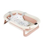 Baignoire pliable b�b� avec thermometre digital coussin de bain compacte portable rose