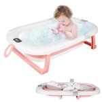 Baignoire pliable bb - xuanyu - avec thermometre digital et coussin de bain + coussin - rose -